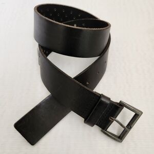 Fina Firenze Belt Womens Small Black Leather Studded Wide Belt